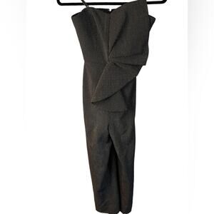 Keepsake the Label Black Dotted Strapless Ruffle Jumpsuit XS